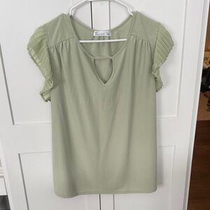 Madison Light Green Ruffle Sleeve Blouse